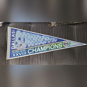 Vintage Dallas Cowboys 1994 Super Bowl 28 Pennant XXVIII Emmit Smith Troy Aikman